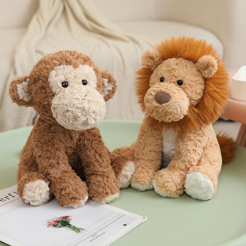1Pc 25cm Fluffy Lions Fox Piggy Cattle Peluche Toy Cute Sitting Animal Elephant Koala Bear Monkey Cow Polar Bear Dolls for Kids