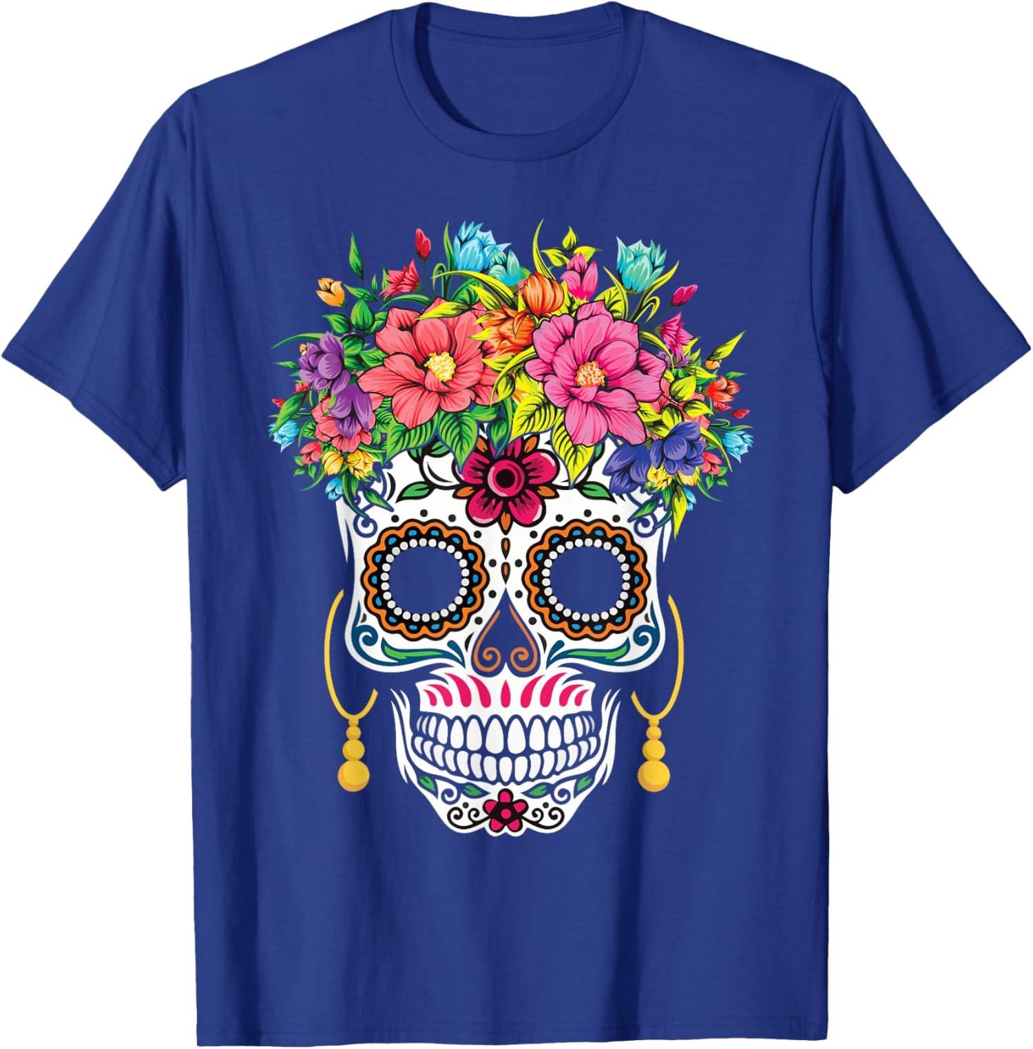 Day Of The Dead Sugar Skull Halloween Merch T-Shirt S