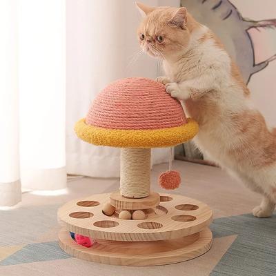 New Pet Solid Wood Carousel Cat Toys Teasing Cats Since Hi Sisal Claw Grinding Teasing Toys Cat Scratching Board Pet Supplies