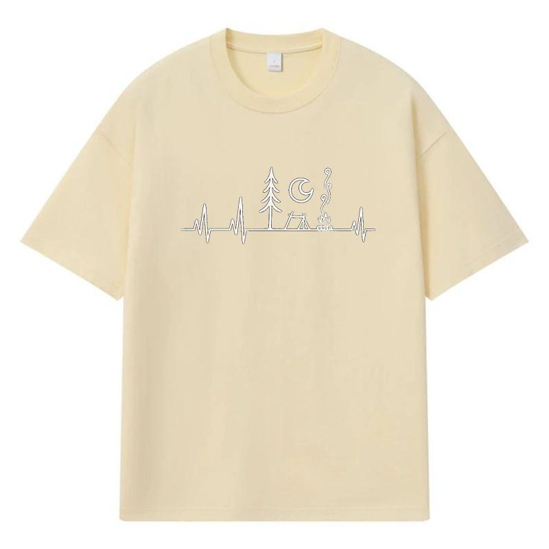 2026 Herzschlag Aufdruck Grafik Y2k Harajuku Streetwear 100% Baumwolle T-Shirt Lässig Übergröße Sommer Herren T-Shirt