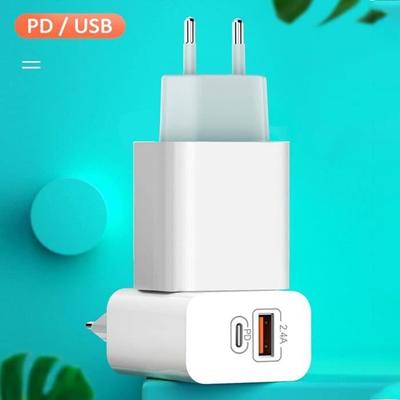 Dual Port Wall Charger Type-C and USB - E.F.CONNECTION - Smartphone - White - 55 G - Versatile