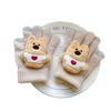 New Bear Children's Gloves Cute Cartoon High Value Warm and Cold-proof Finger Gloves Baby Plush Gloves