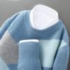 Men's Round Neck Color Block Pure Wool Sweater - Thickened Jacquard Knitwear, Loose Fit for Autumn & Winter.