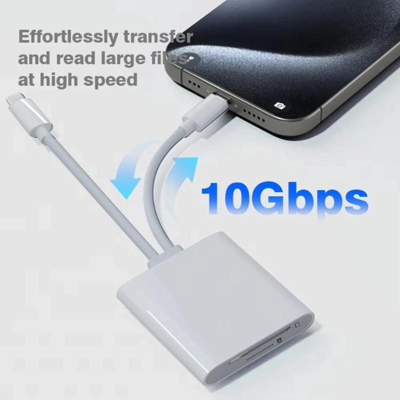 Dual Port Card Reader Adapter Compatible with IOS Android Mobile Phones Portable Memory Transfer Connector Universal Computer