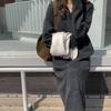 LYRIA Solid Color Polo Neck Turtleneck Dress, New Autumn and Winter Style, Suitable for Overcoats, Long Knee-length Loose Thick Knitted Sweater Dress.