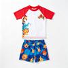 Boys' Quick-Dry Sun Protection Two-Piece Swimsuit with Printed Short Sleeve and Beach Pants