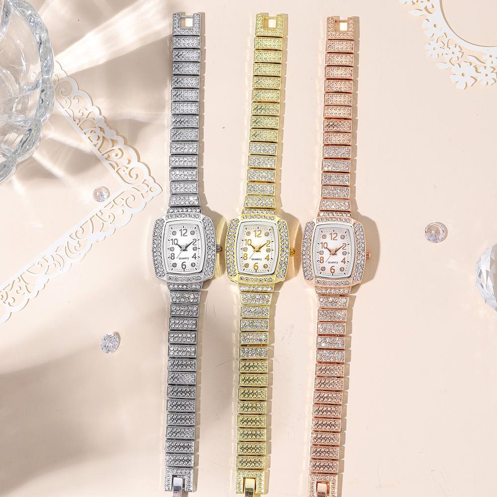 Women's Square Rhinestone Watch with Large Elegant Digital Dial