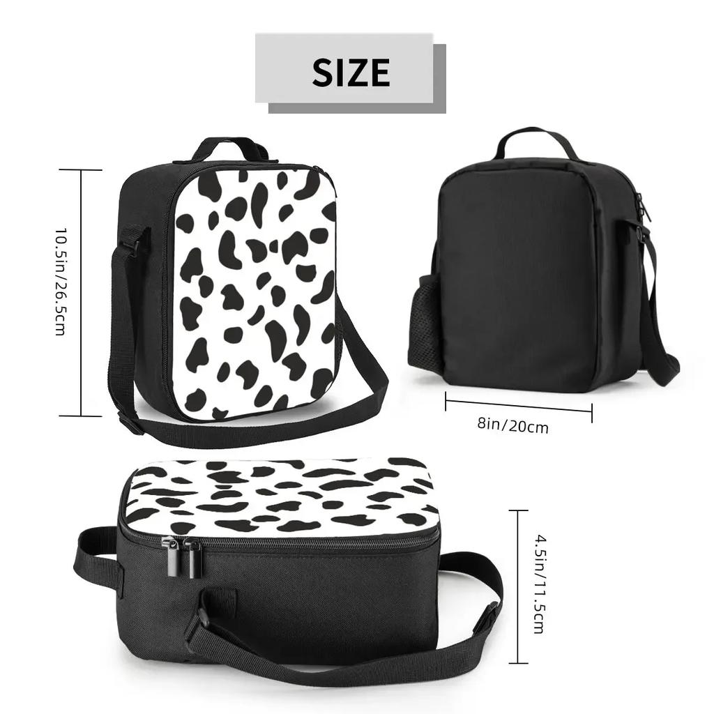 Dalmatian Spots Design Insulated Lunch Tote Bag for Polka Dot Leopard Carriage Firehouse Plum Pudding Dog Resuable Bento Box