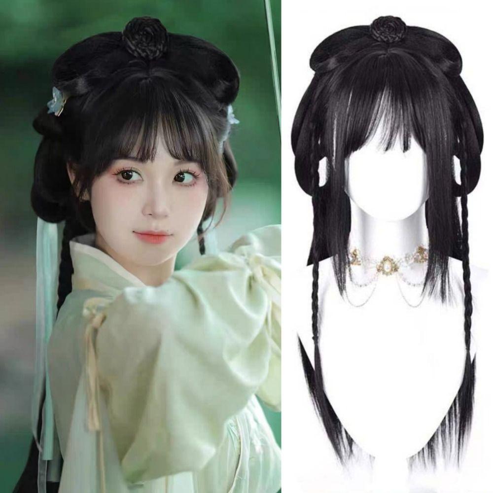 Heat-resistant Chinese Ancient Style Wigs Synthetic Cosplay Hanfu Modelling Wig for Women