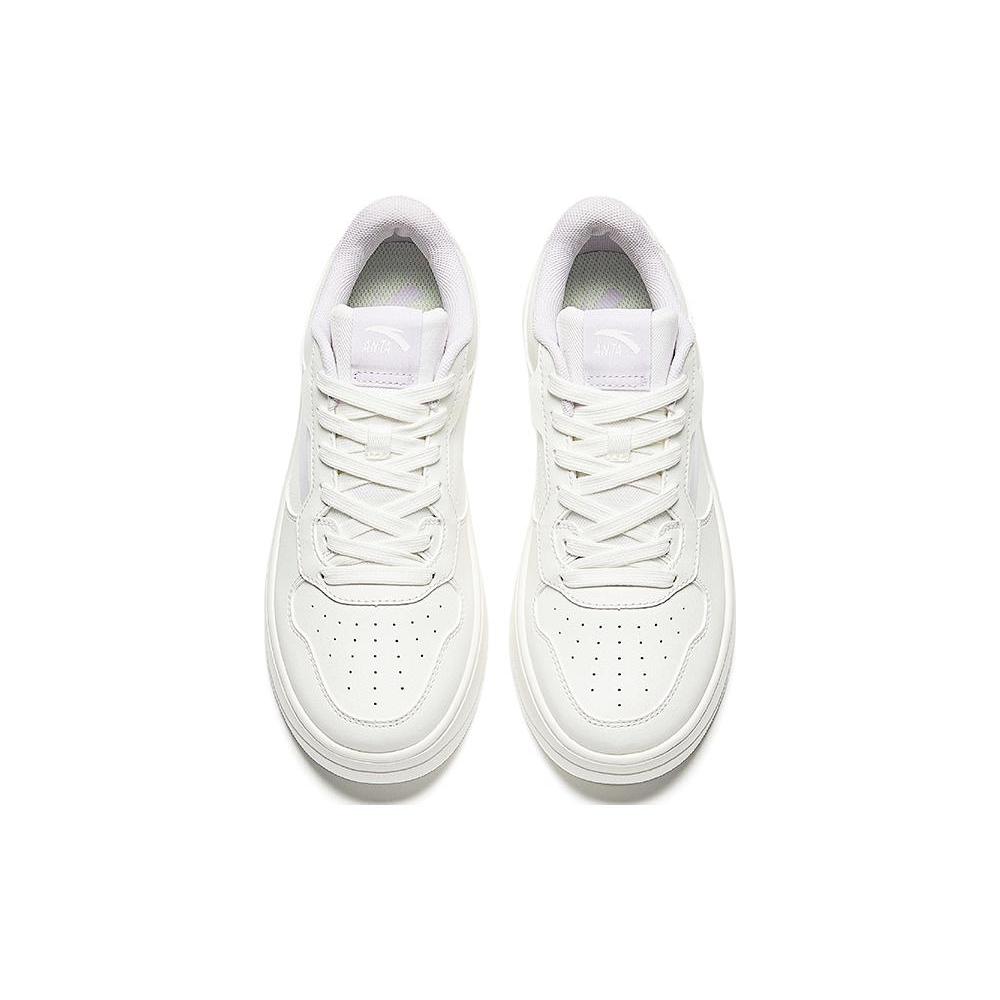 Anta Relaxed Synthetic Leather Abrasion Resistant Height Increasing Low Top Skateboard Shoes Women's White 922418001Q-1
