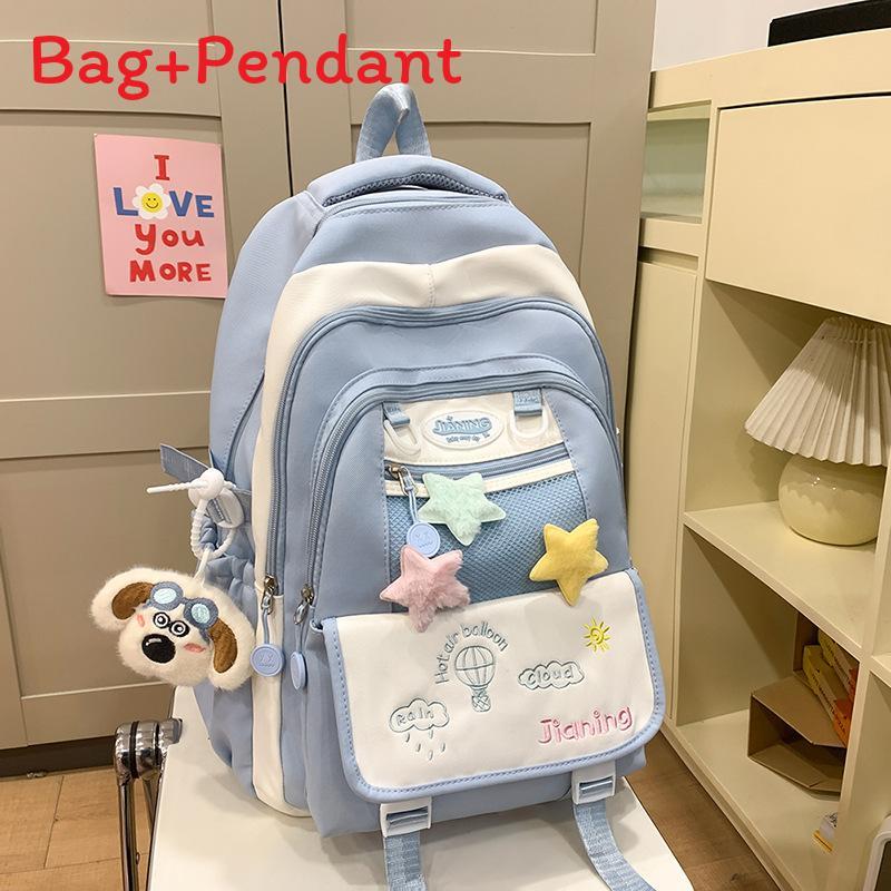 Youthful Nylon Student Backpack With Embroidered Design For School Use