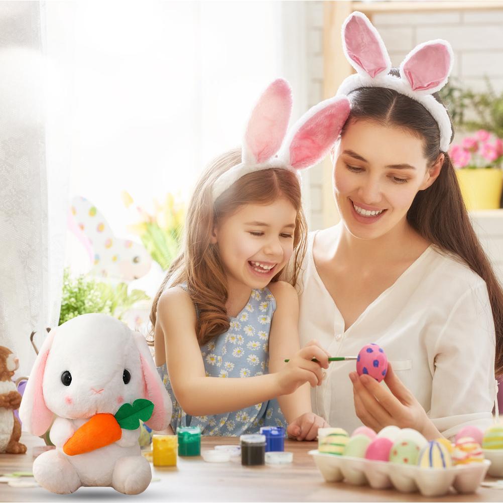 Osterhase Plüschtier Osterhase Hase Stofftier Puppe Weißer Plüschhase mit Karotte