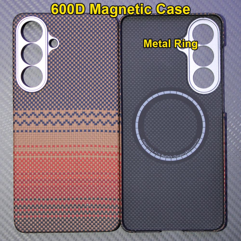 Carbon Fiber Aramid Magnetic Case for Samsung Galaxy S26+ Kevlar Fabric S26plus Thin Hard Lightweight Cover Magnetic Balck Red