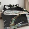 Pillowcase Quilt Cover 3-Piece Bedding Black Bottom Shell Bird Bamboo Pattern, Washable, Durable, Spring And Summer Models