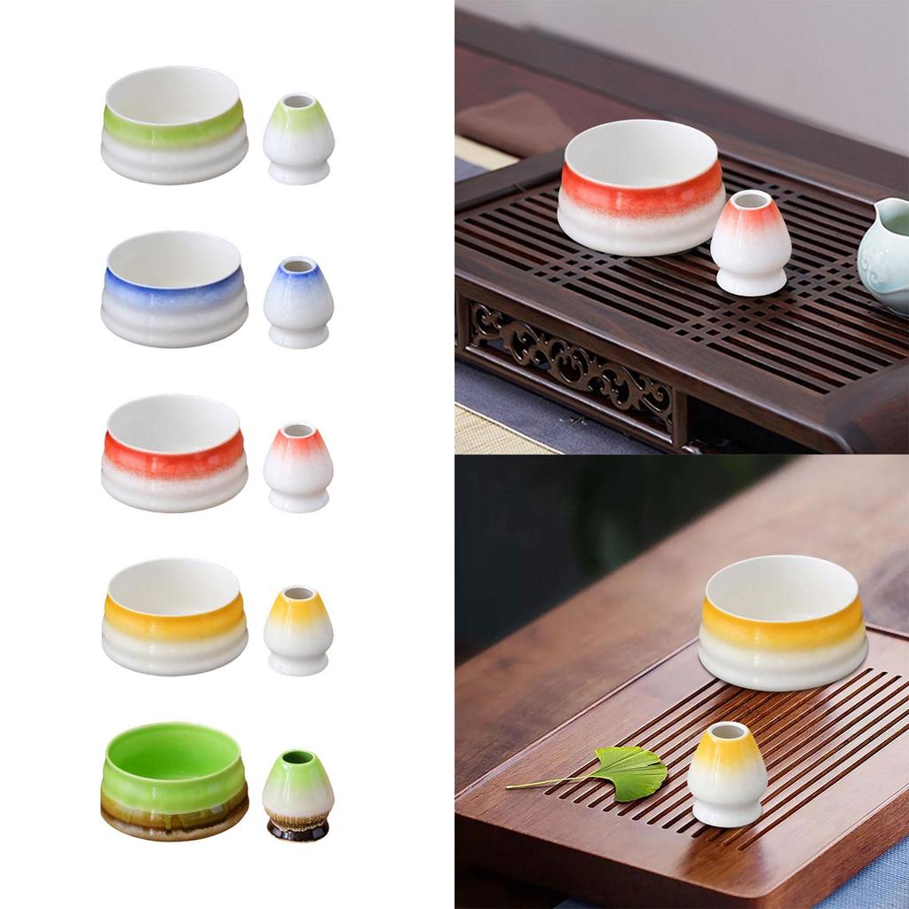 2 Pieces Whisk Tea Bowl and Chasen Rest for Tea Lovers Beverage Matcha