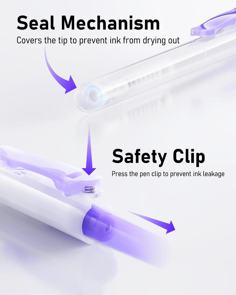 Four Candies Gel Pen Cute Gel 12 Ballpoint Pens 2 Easy to Perfect for School and Student Supplies Purple Set, Notebook-Style Pens, 0.5mm &