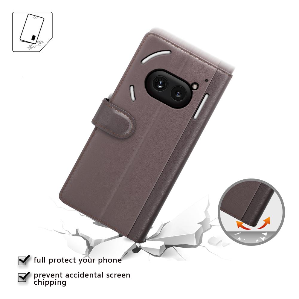 For Nothing Phone (2a) Plus/Phone (2a) Case Genuine Split Leather Phone Cover with Wallet Stand