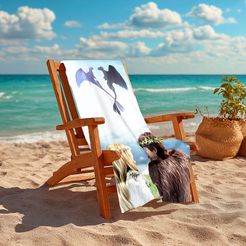 1pc Toothless1 Beach Towel, Comfortable and Thick, and Swimming/Bath/Picnic/Camping Towel, Suitable for Seaside Beaches
