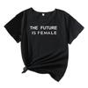 THE FUTURE Summer European and American Style Letter Graphic Round Neck Short Sleeve T-shirt