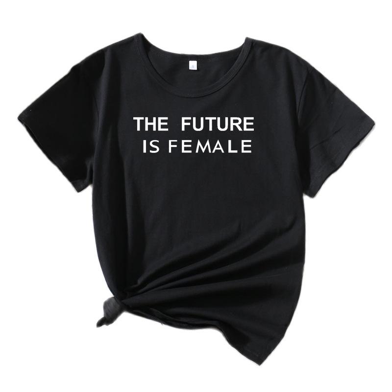 THE FUTURE Summer European and American Style Letter Graphic Round Neck Short Sleeve T-shirt