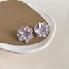 Exquisite Big Purple Flower Stud Earring for Women French Retro Elegant Japanese Sweet Resin Ear Wedding Party Jewelry
