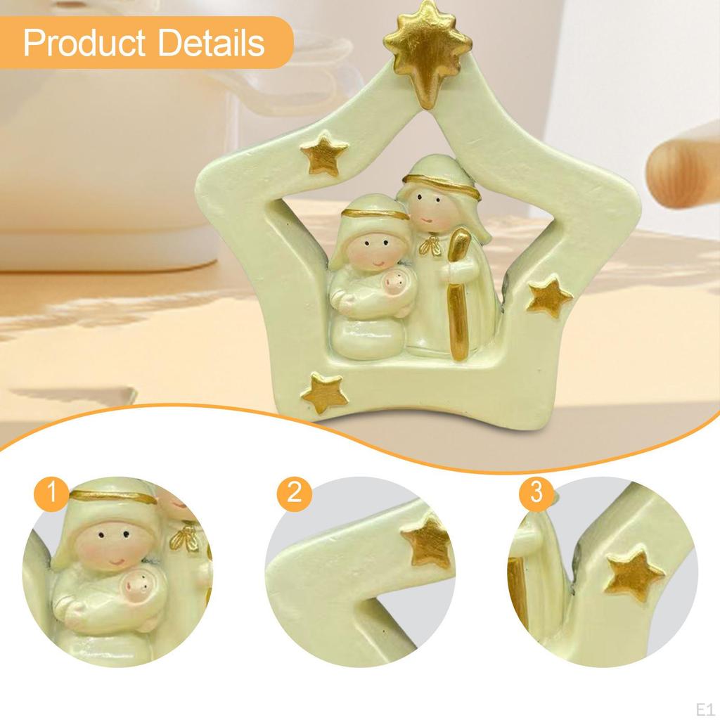 Miniature Nativity Scene Set,Small Christmas Figurine,Religious Gift Holy Family Statue for