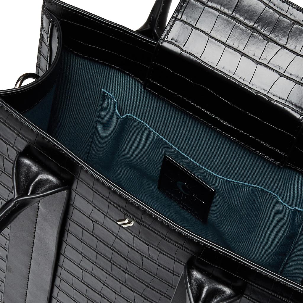 Buy Tote Croco Style Square Tote Bag Black [Samantha Vega