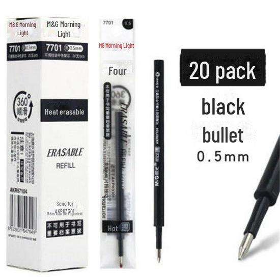 Morning Glory 7701 Varmeslettbar Gelpenn Påfyll - 0,5 mm Svart/Krystallblå med Magisk Viskelær