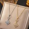 Korean Style Zircon Geometric Necklace | New Design, Versatile Titanium Steel Collarbone Chain | Non-Fading Temperament Jewelry