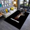 Rock Music Area Rug, Linkin Park Hand Grips Microphone Blue Flame Tattoo Black Background Print, Man Cave Decor, Non-Slip Mat