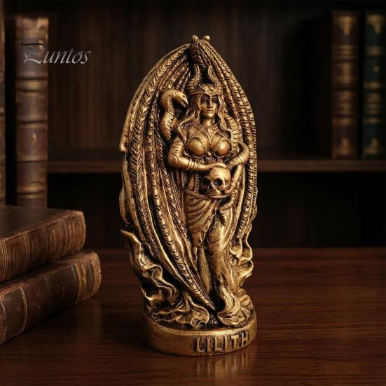 Creative Gift for Friends Retro Goddess Statue, Resin Ornament with Snake Skull, Waterproof Statue Collectable Figurine Indoor Desktop Shelf