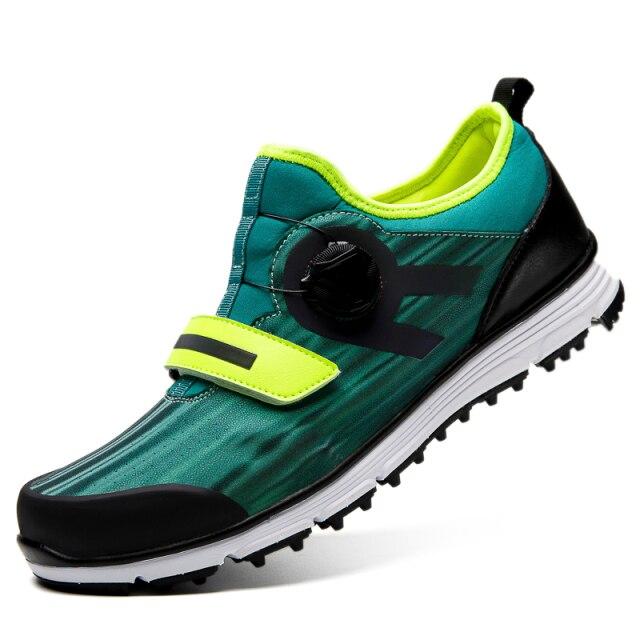 

Обувь для гольфа, мужские водонепроницаемые дышащие туфли для гольфа, вращающиеся ручки, пряжка, нескользящие спортивные кроссовки, уличный гольф 43 зелёный