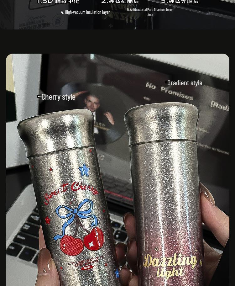 Compact Pure Titanium Tea Thermos for Girls – Stylish Pocket-Sized Cup