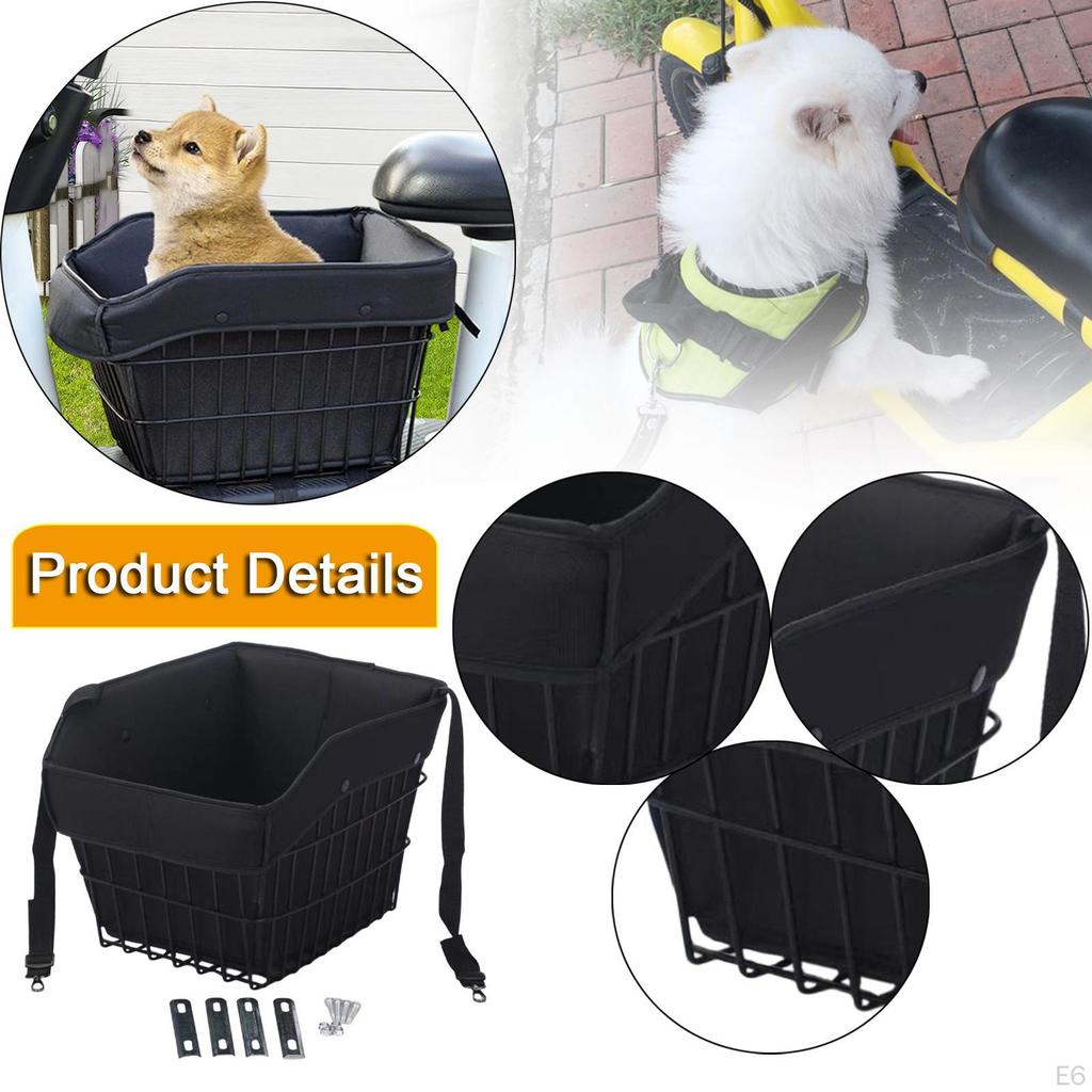 Basket Bike Pannier Container Accessories Sundries Organizer with Liner Bag for Outdoor