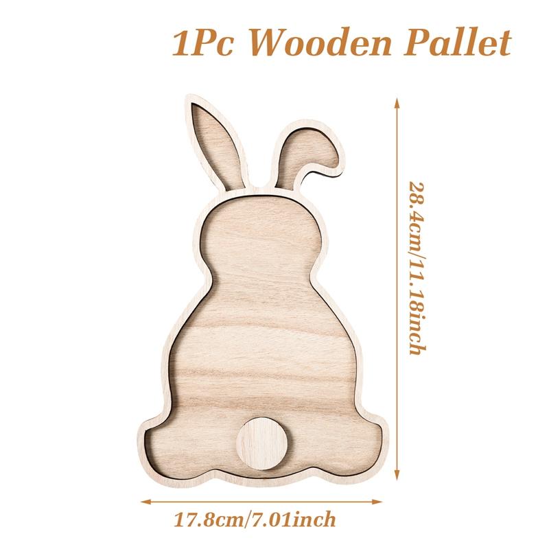 Easter Bunny Tray Wood Food Plate Fruit Serving Bread Display Wooden Spring Decor Kids Child Cake Decorations Easter Supplies