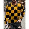 T Shirts for Man Geometric Block 3D Print Autumn Long Sleeve T-Shirt Pullover Casual Male Tops Street Lightweight Men's Clothes