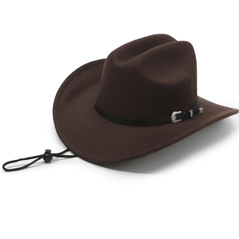 Vintage Western Cowboy Hat For Women Men's Gentleman Lady Jazz Cowgirl With Leather Wide Brim Cloche Church Sombrero Hombre Caps