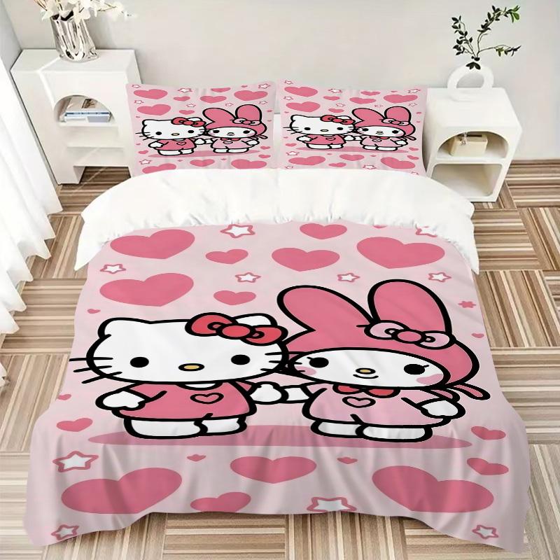 Hello Kitty Melody Friendship Print 3Pcs Bedding Setduvet Cover With 2 Bedropillowcase Home Birthday Gift