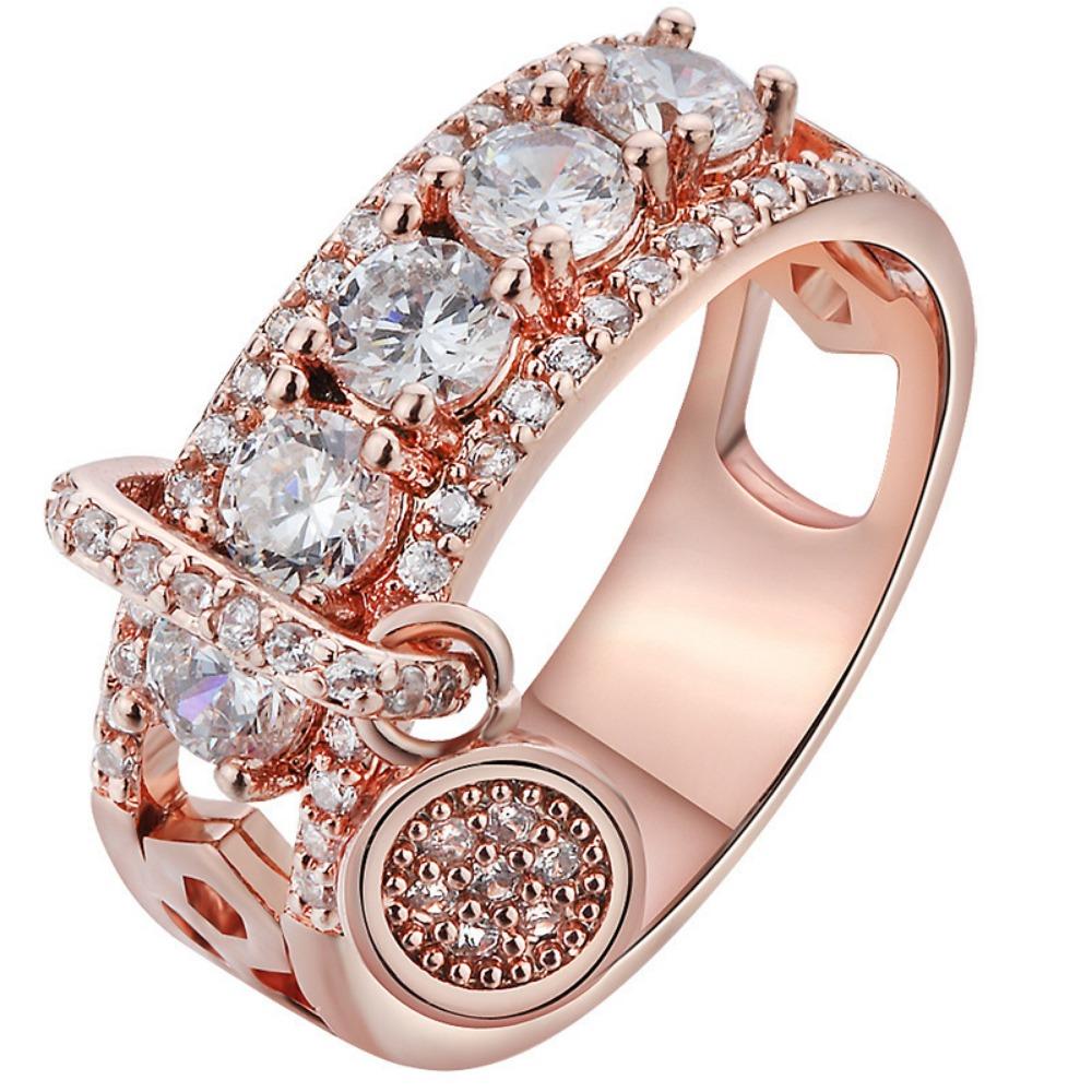 Shiny Zircon Gold/rose Gold Color Ring for Women's Creative Wedding Ring Gift