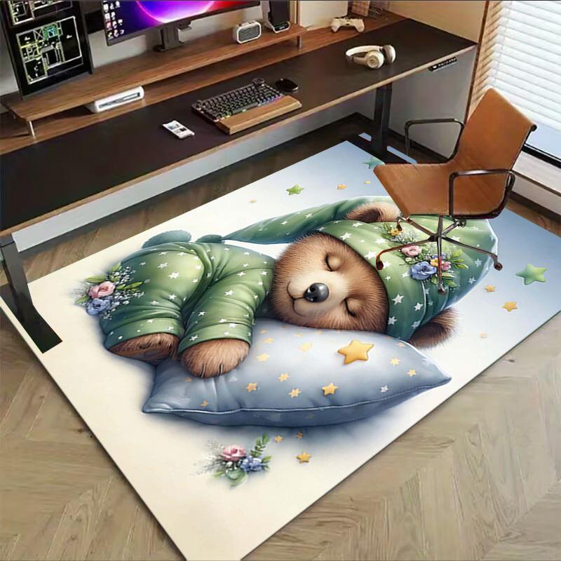 1PC The sleeping bear Anti-slip carpet, suitable for Office, bedroomand playrooms. It can also be used as a sofa footrest cover-R113