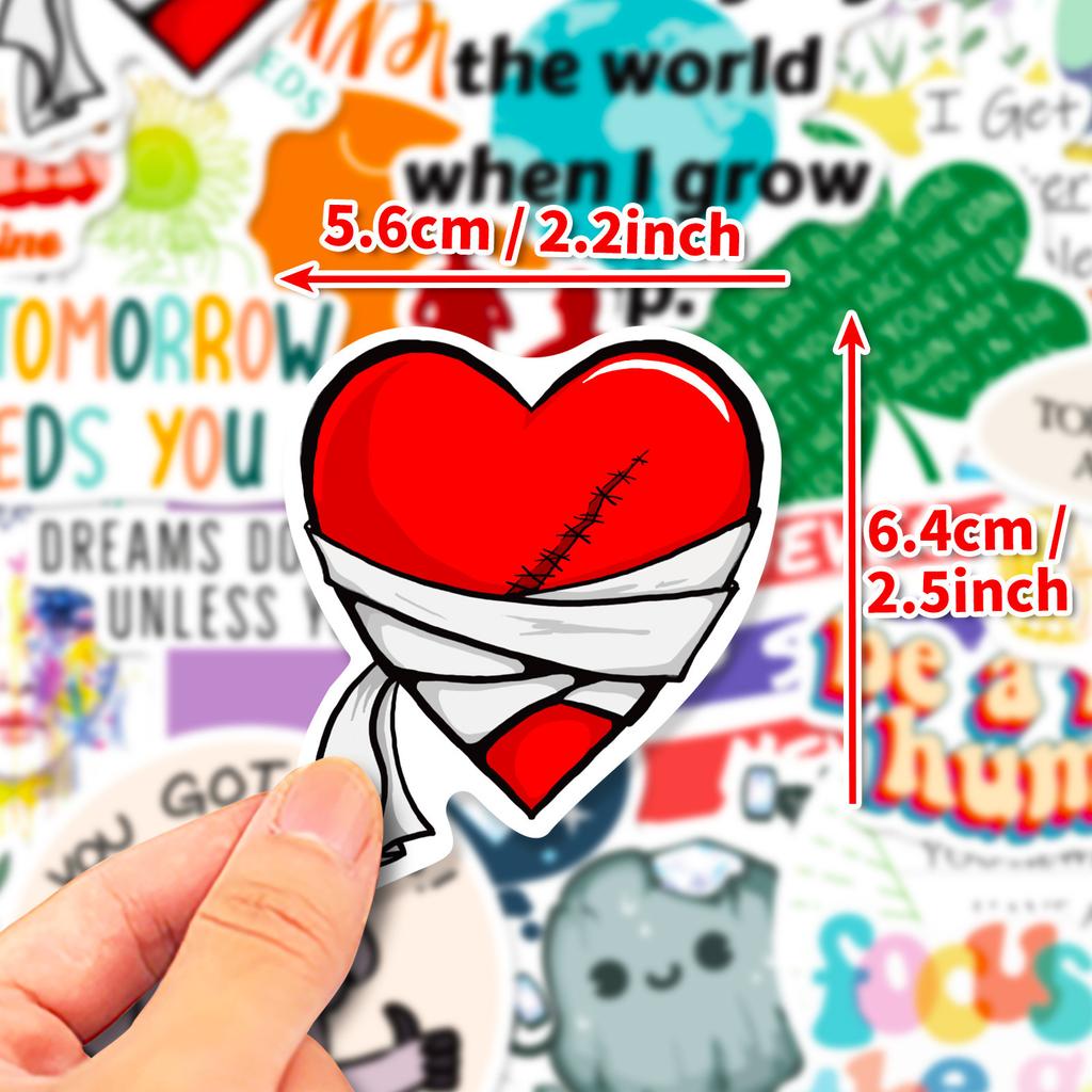 50 Inspirational Text Stickers Colorful English Letters Personalized Student Pencil Box Wall Stickers for School Season