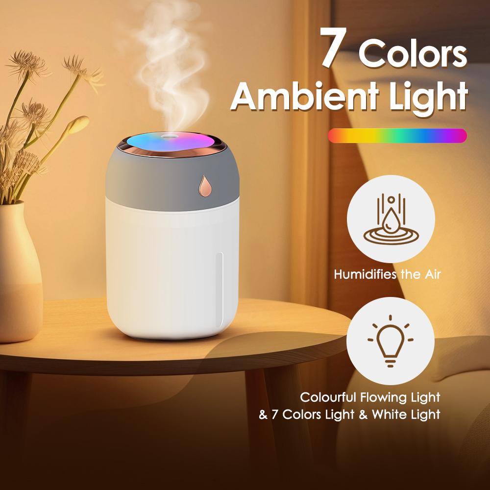 Mini Portable Air Humidifier Color Changing Mood Light Quiet 330ml USB Household Mute Hydrating Air Atomization Humidifie