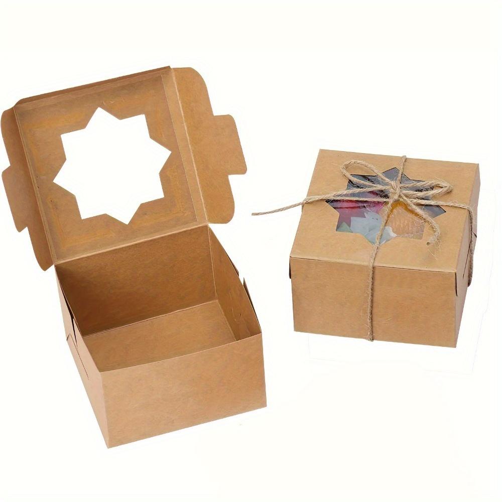 30pcs Brown Bakery Boxes with Window Cookie Boxes Gift Packing Box Kraft Paper Treat Boxes for Pastries Small Cakes Box Wedding Decorations