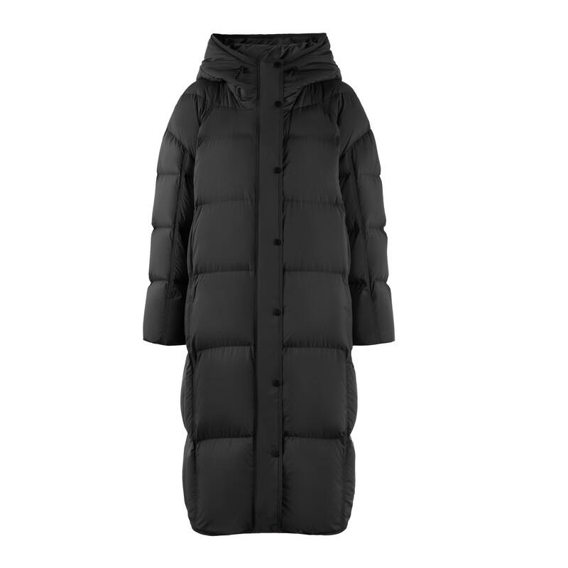 Autumn Water Woman Women's Black Duck Down Long Hooded Coat