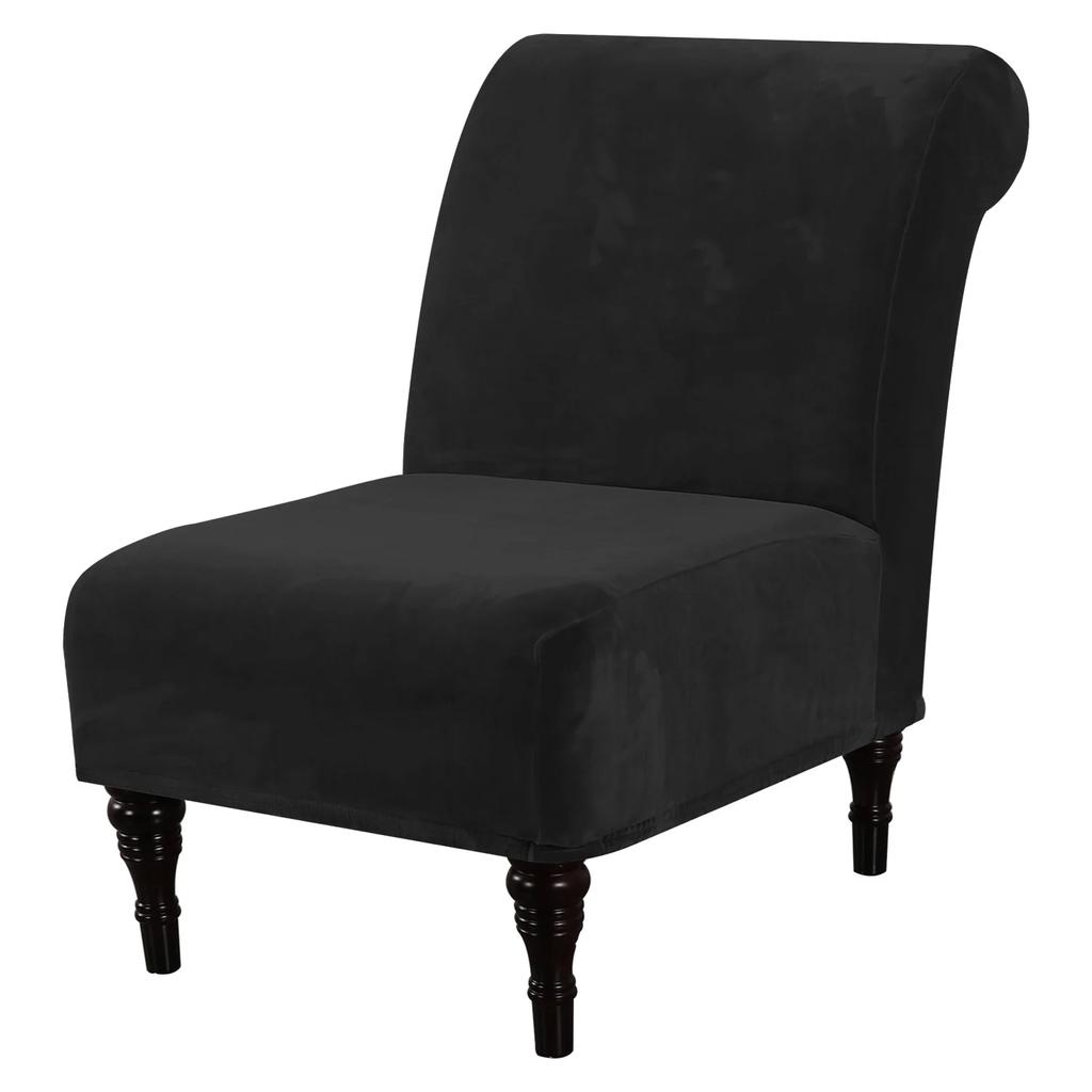 Velvet Accent Chair Covers High Stretch Armless Chair Covers for Living Room Luxury Thick Velvet Chair Slipcovers