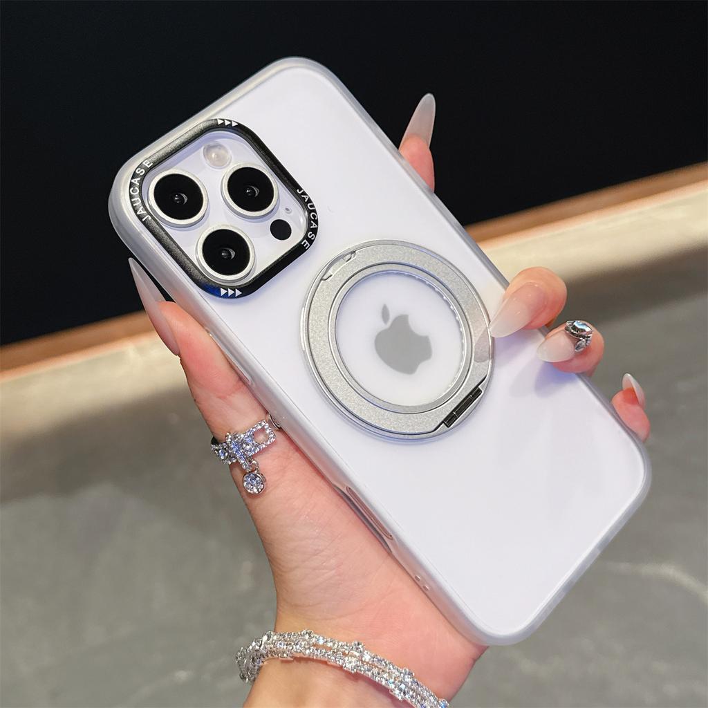 JAUCASE For iPhone 16 Pro Case Matte Clear TPU+PC Kickstand Cover Compatible with MagSafe