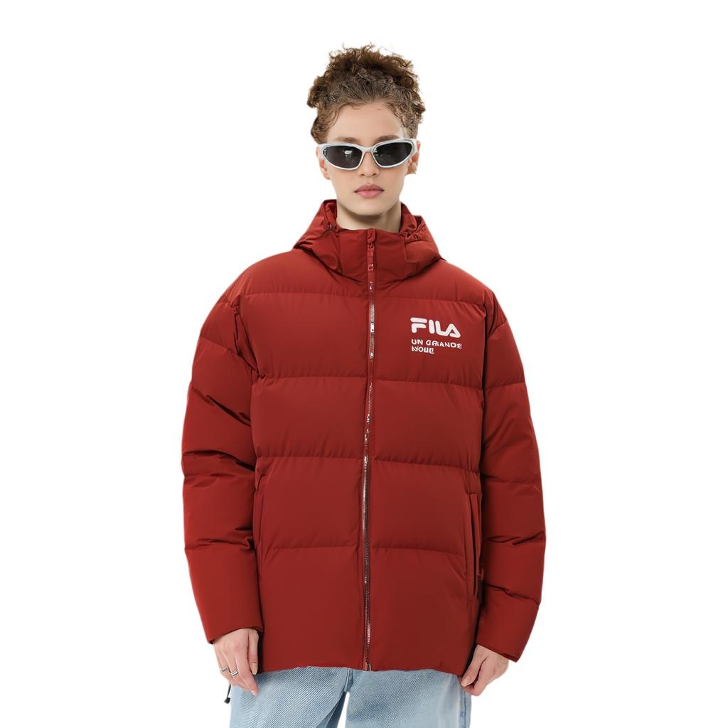 Fila Loose Casual Hooded Logo Simple Long Sleeve Down Jacket Unisex Outerwear Legendary-Red F11U249902FRD
