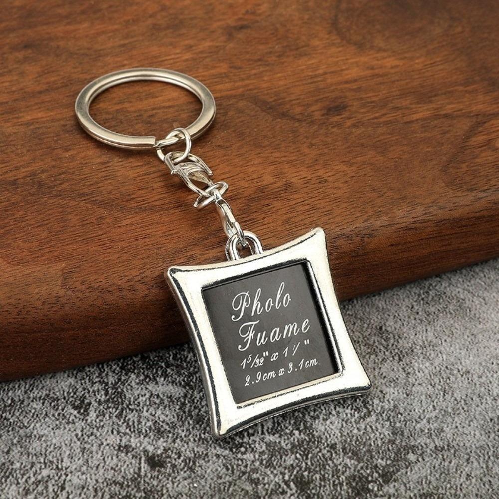 Round/Square Creative Key Chain Zinc Alloy Key Rings Pendant Photo Frame Keychain  Lover Lozenge