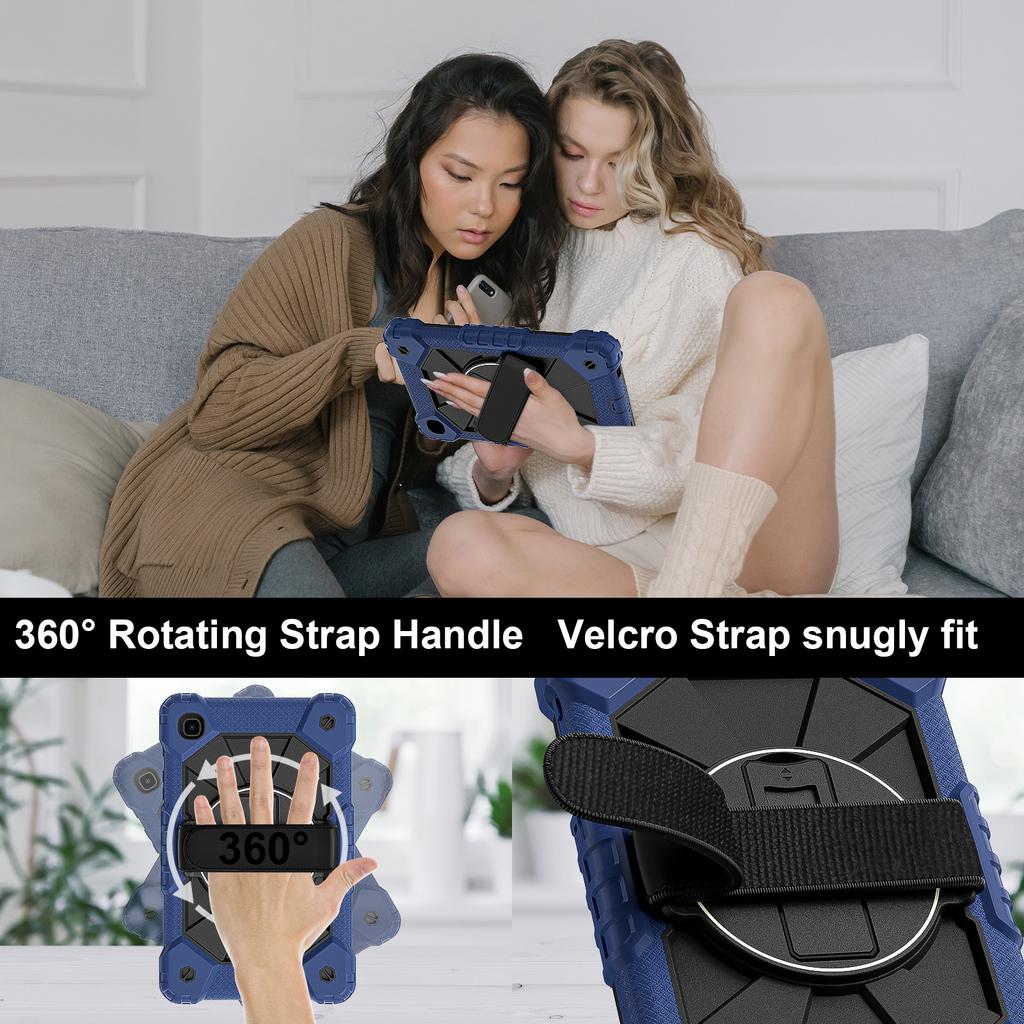 For Samsung Galaxy Tab A7 Lite 8.7-inch T225/T220 Case Silicone+PC Kickstand Tablet Cover with Handy Strap,Shoulder Strap