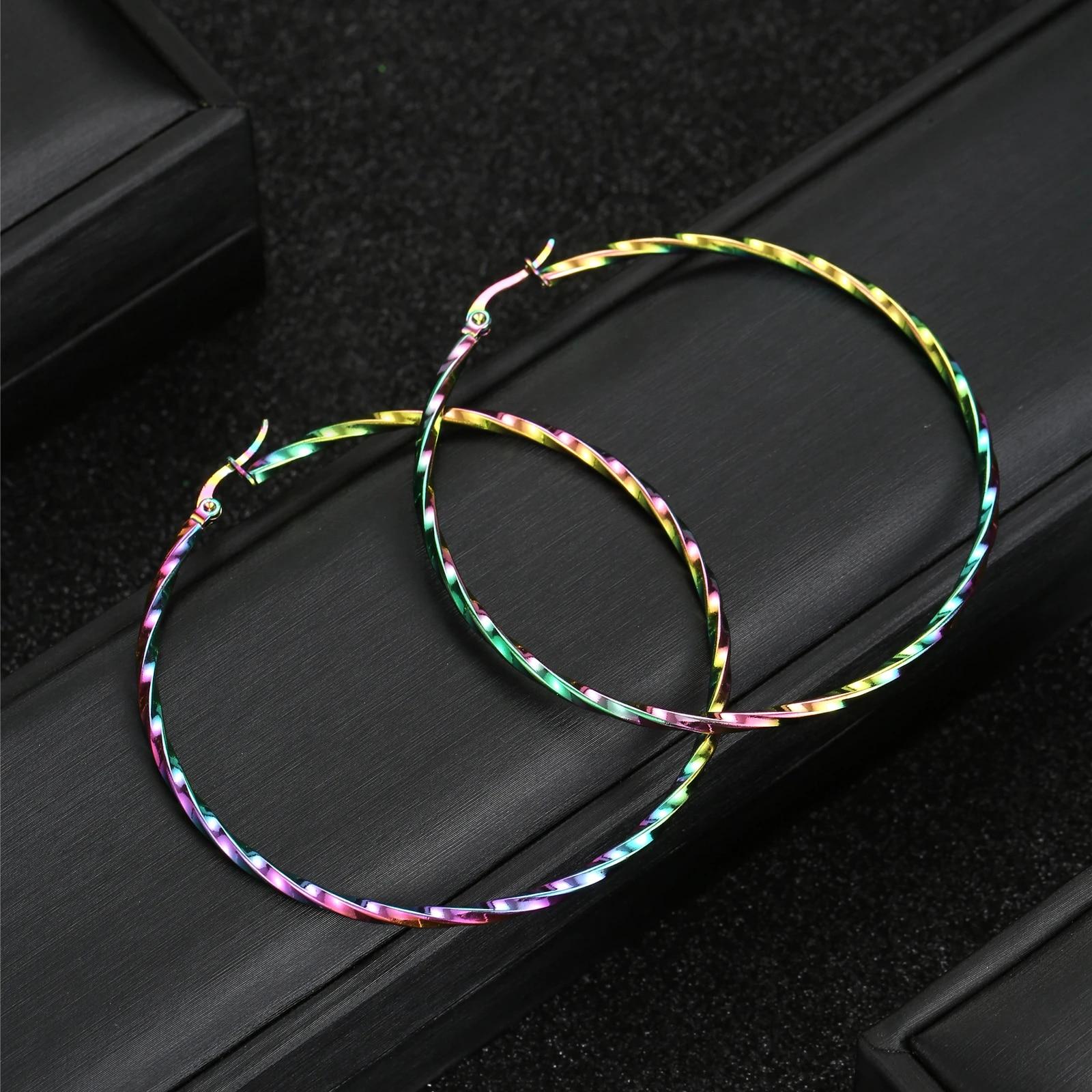 

Модные ювелирные изделия из нержавеющей стали круглые серьги для женщин разноцветный